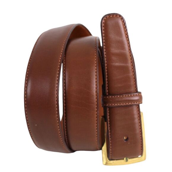 Nordstrom BROWN GENUINE LEATHER 1 1/8"Wd STITCH CASUAL DRESS MEN'S BELT 34 (27M - Picture 1 of 14